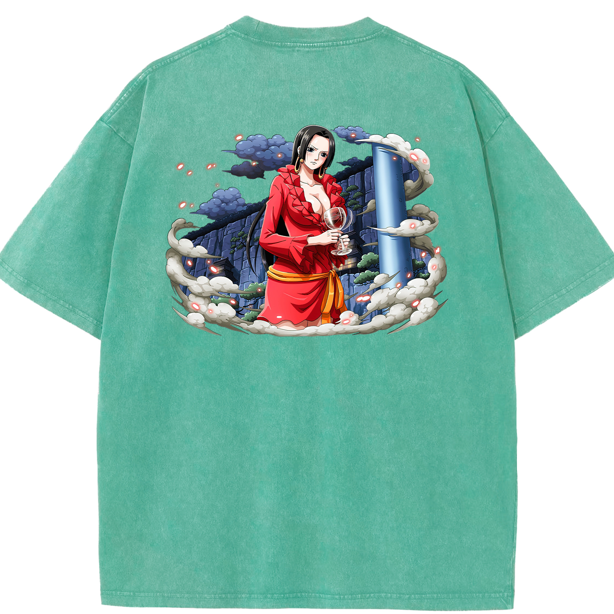 ワンピース ボア・ハンコック ONE PIECE Boa·Hancock 綿100% ヴィンテージ風 半袖Tシャツ（背面プリント）